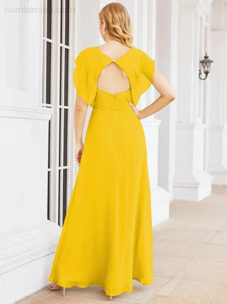 Sunnderly Bridesmaid Dresses Cape Formal Prom Dress Open Back Gowns for Mother of The Bride SY28058
