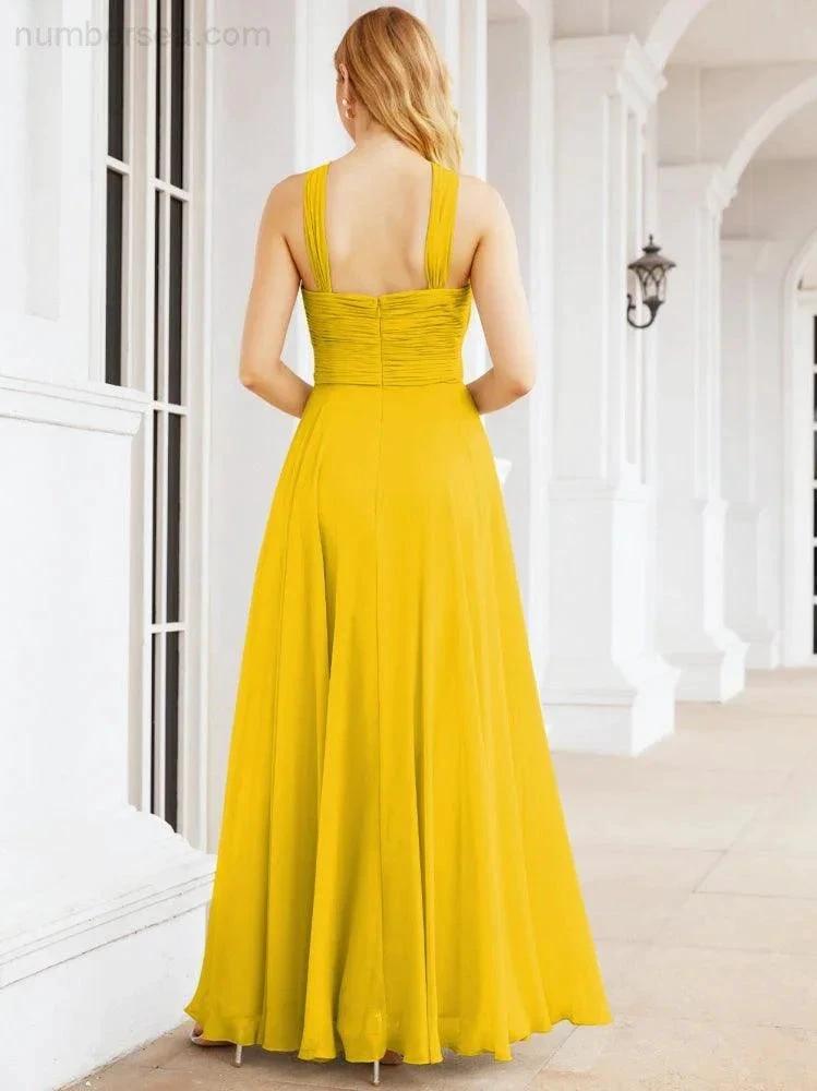 Numbersea Crisscross Halter Bridesmaid Dresses for Party Wedding Evening Prom Maxi Ball Gowns 28053