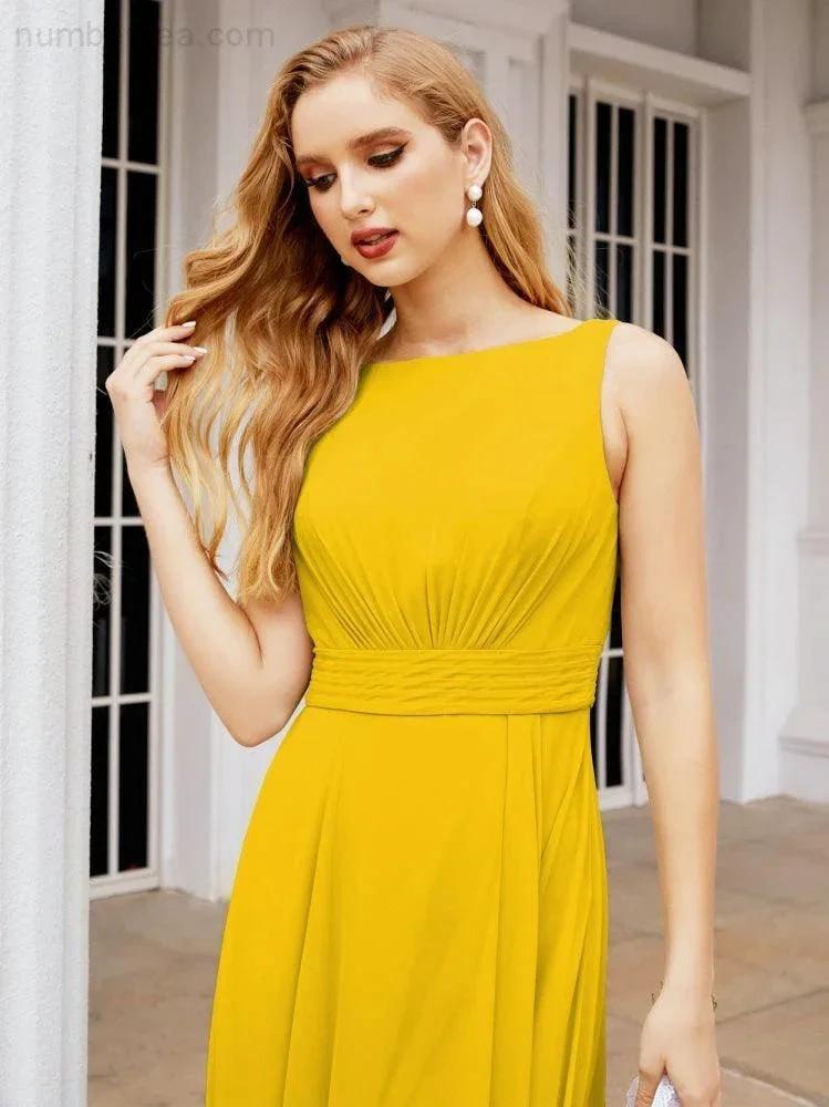 Numbersea Bridesmaid Dresses for Wedding Ruffles Long Formal Prom Gowns 28039