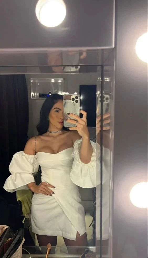 White Short Graduation Dress Homecoming Dress Short Teen Formal Dresses Y2089