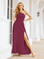 Numbersea One Shoulder Bridesmaid Dresses Long Formal Prom Gowns 28048