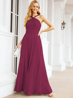 Numbersea Crisscross Halter Bridesmaid Dresses for Party Wedding Evening Prom Maxi Ball Gowns 28053