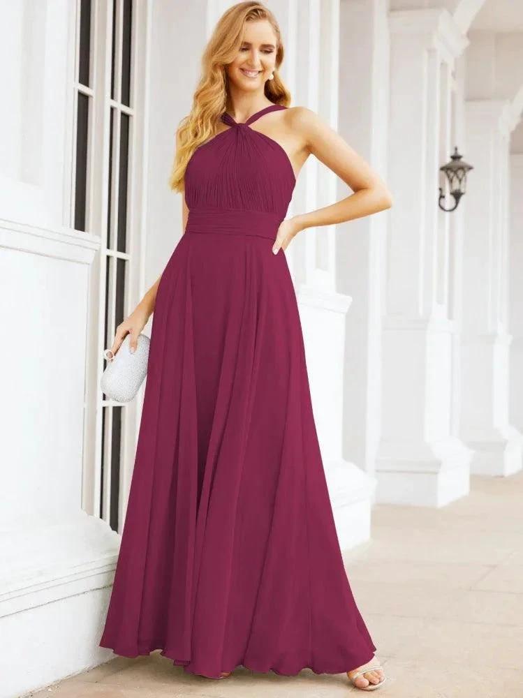 Numbersea Crisscross Halter Bridesmaid Dresses for Party Wedding Evening Prom Maxi Ball Gowns 28053