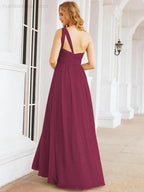 Numbersea One Shoulder Bridesmaid Dresses Long Maxi Formal Evening Party Prom Gowns 28061
