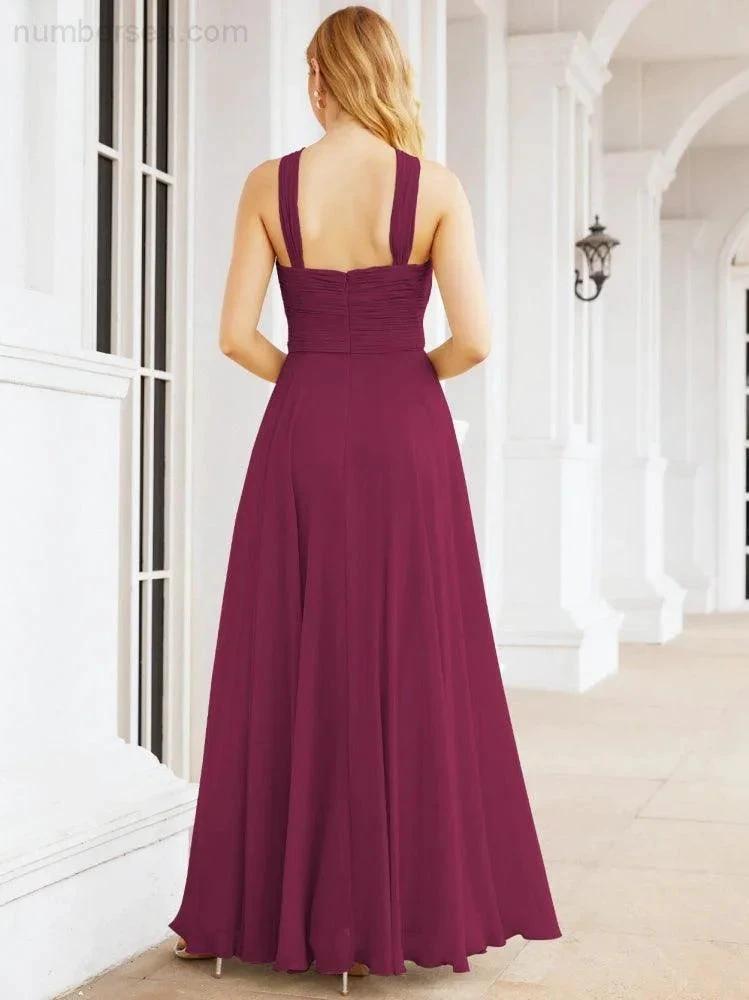 Numbersea Crisscross Halter Bridesmaid Dresses for Party Wedding Evening Prom Maxi Ball Gowns 28053
