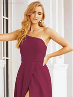 Numbersea Women's One Shoulder Formal Prom Gowns for Mother of The Bride Side Slit Bridesmaid Dresses 28052