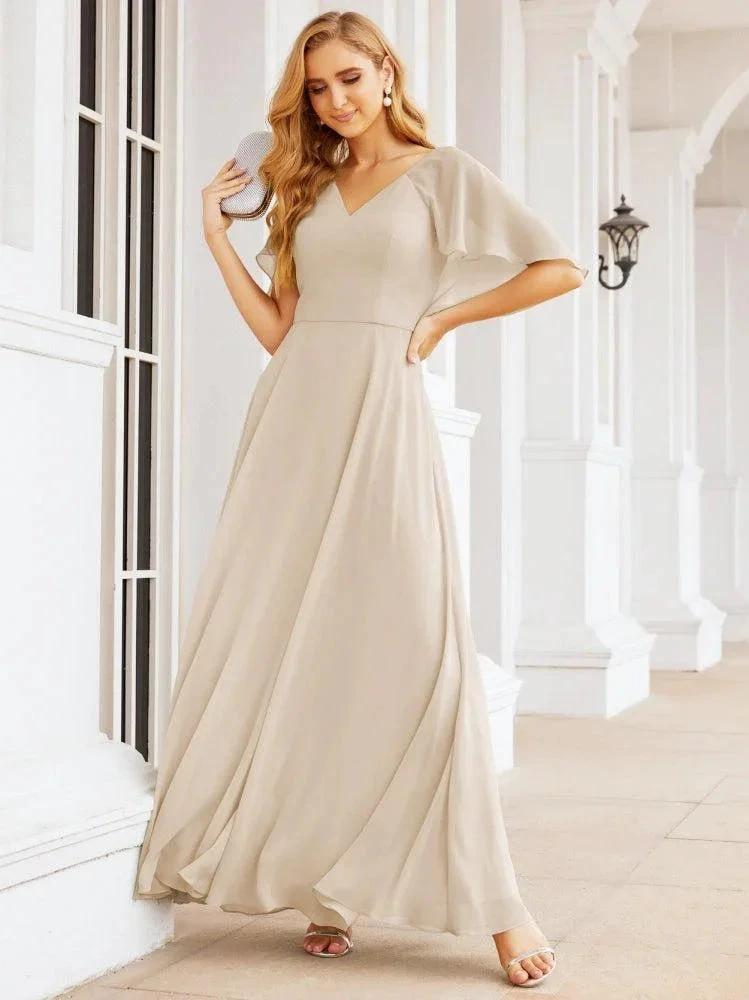 Numbersea Bridesmaid Dresses for Wedding Formal Evening Party Prom Gown with Cape 28050