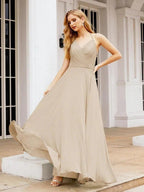 Numbersea Halter Chiffon Bridesmaid Dresses Wedding Appare Sleeveless Formal Prom Dress with Ruffled Back 28035
