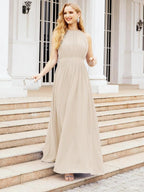 Numbersea Halter Bridesmaid Dress Empire Waist Formal Evening Prom Gown for Mother of The Bride 28030