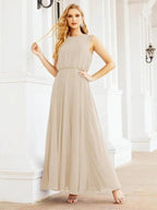 Numbersea Sleeveless Long Bridesmaid Dress A line Formal Evening Prom Gown 28025