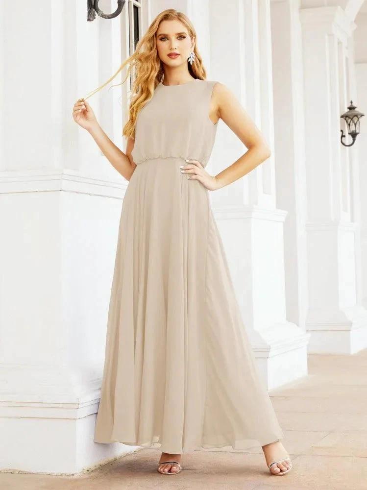 Numbersea Sleeveless Long Bridesmaid Dress A line Formal Evening Prom Gown 28025