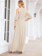 Numbersea Cold Shoulder Bridesmaid Dresses A-Line Long Formal Evening Gowns 28074