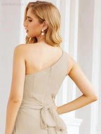 Numbersea One Shoulder Bridesmaid Dresses Long Formal Prom Gowns 28048