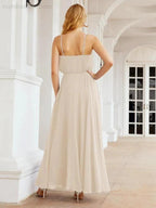 Numbersea  Halter Long Bridesmaid Dresses Formal A line Juniors Dress 28029