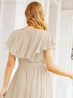 Bridesmaid Dresses with Flutter Sleeves Formal Evening Party Prom Gowns 28044