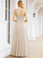 Numbersea Crisscross Halter Bridesmaid Dresses for Party Wedding Evening Prom Maxi Ball Gowns 28053