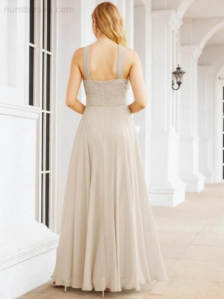 Numbersea Crisscross Halter Bridesmaid Dresses for Party Wedding Evening Prom Maxi Ball Gowns 28053