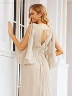 Numbersea Bridesmaid Dresses with Split for Wedding Party Flutter Sleeves 28045