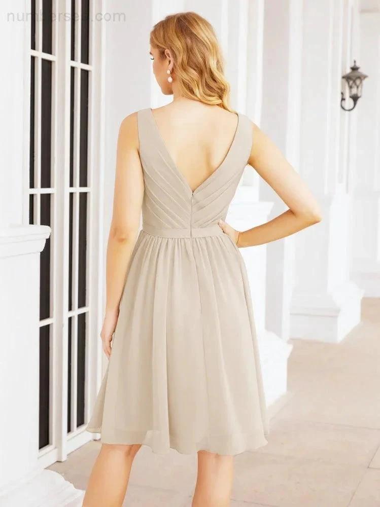 Numbersea Homecoming Dresses Knee Length Skirt V Back 28062