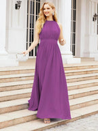 Numbersea Halter Bridesmaid Dress Empire Waist Formal Evening Prom Gown for Mother of The Bride 28030
