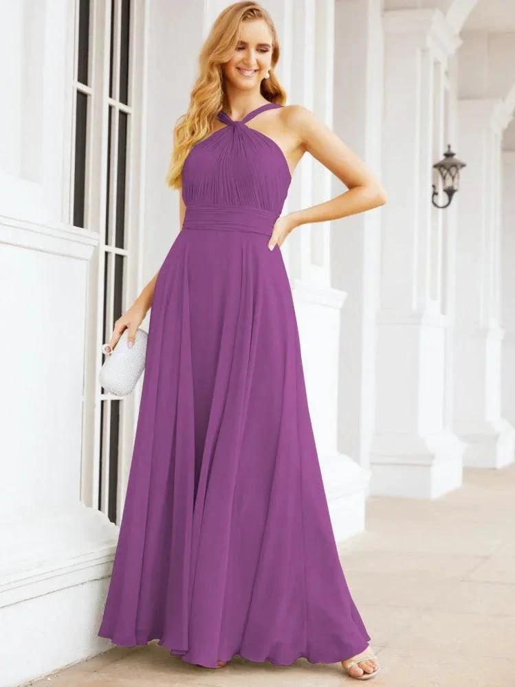 Numbersea Crisscross Halter Bridesmaid Dresses for Party Wedding Evening Prom Maxi Ball Gowns 28053