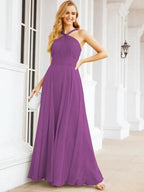 Numbersea Crisscross Halter Bridesmaid Dresses for Party Wedding Evening Prom Maxi Ball Gowns 28053