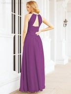 Numbersea Sleeveless Bridesmaid Dresses Long Prom Gown Zipper with Keyhole Back 28056