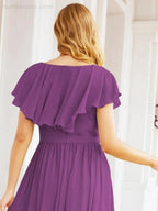 Bridesmaid Dresses with Flutter Sleeves Formal Evening Party Prom Gowns 28044