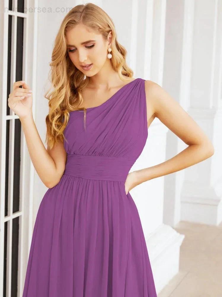 Numbersea One Shoulder Bridesmaid Dresses Long Maxi Formal Evening Party Prom Gowns 28061