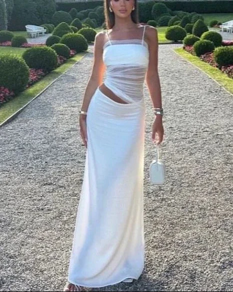 Sexy White Tight Evening Dress Aesthetic Outfit Dress Y4664