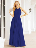 Numbersea Sleeveless Bridesmaid Dresses Long Prom Gown Zipper with Keyhole Back 28056