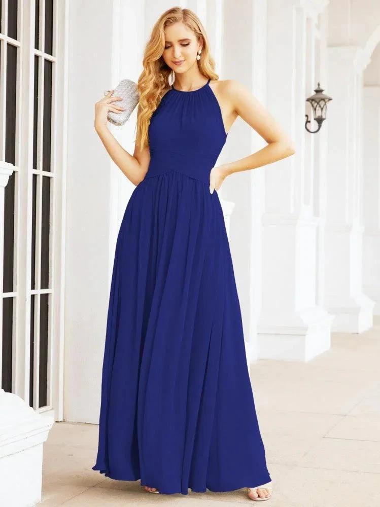 Numbersea Sleeveless Bridesmaid Dresses Long Prom Gown Zipper with Keyhole Back 28056
