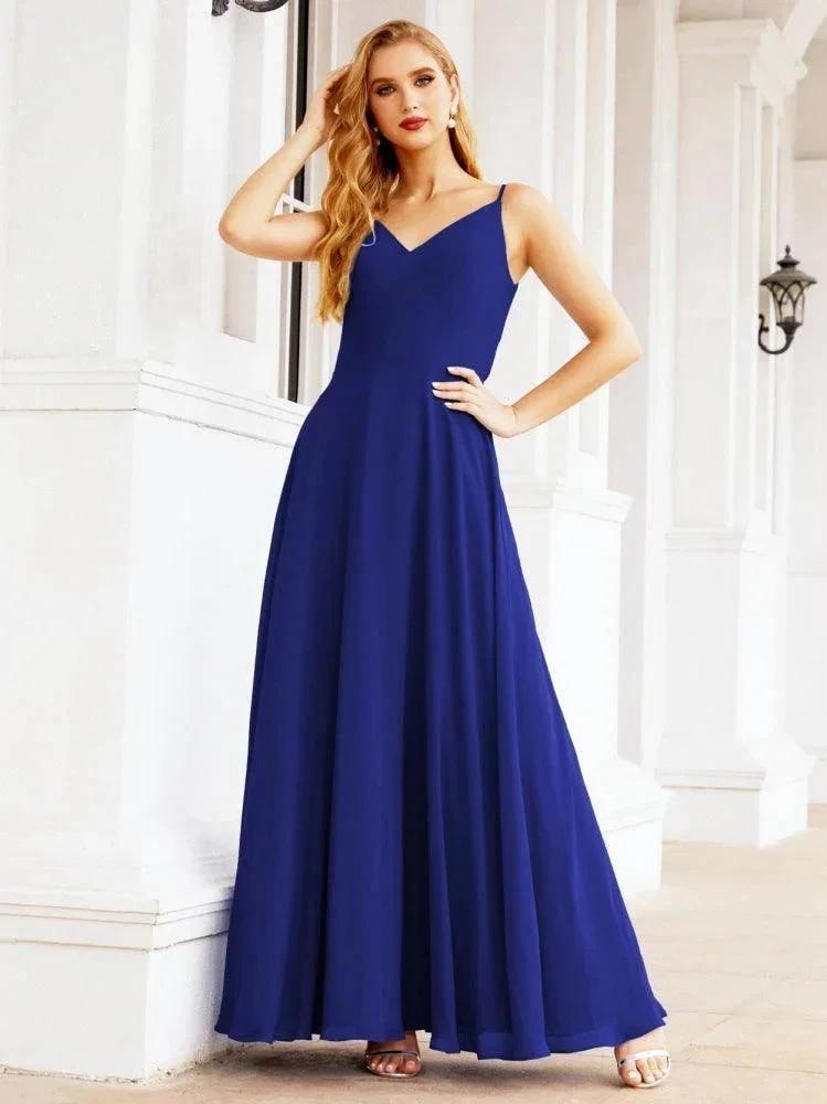 Numbersea Spaghetti Strap Bridesmaid Dresses V Neck Butterfly Back Fromal Evening Party Prom Gown 28036