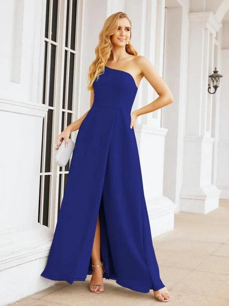 Numbersea Women's One Shoulder Formal Prom Gowns for Mother of The Bride Side Slit Bridesmaid Dresses 28052