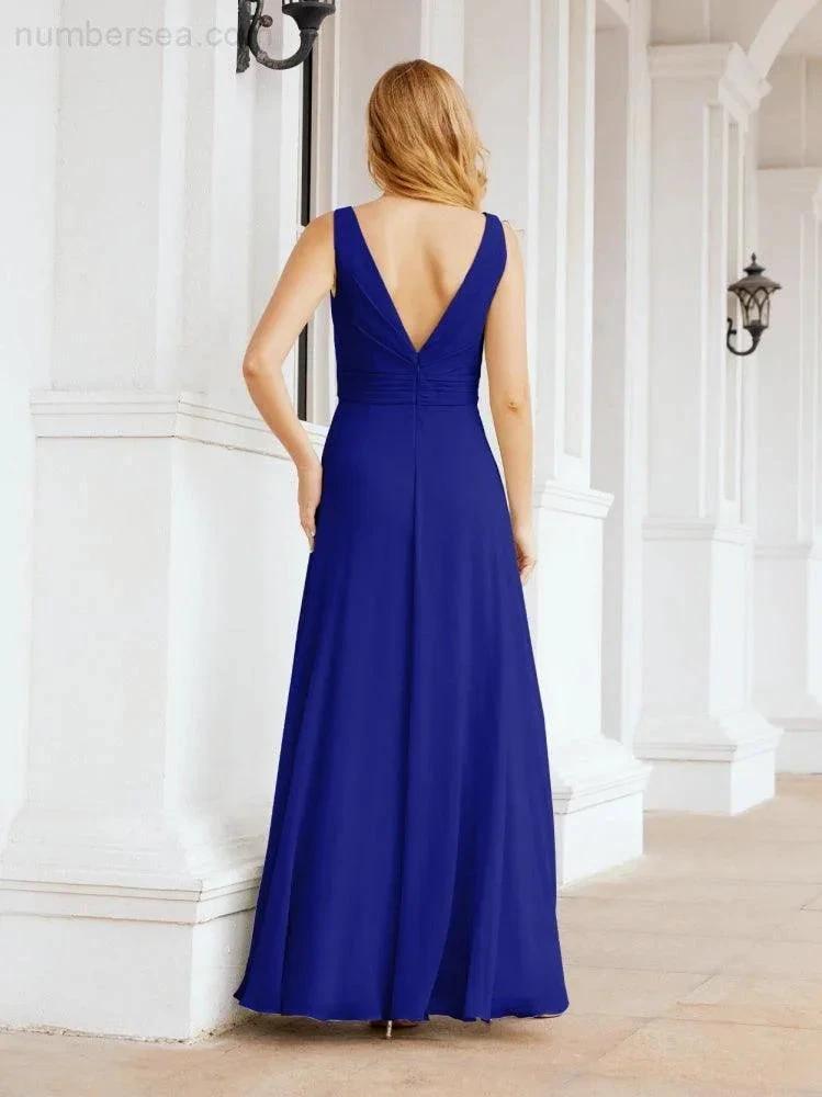 Numbersea Bridesmaid Dresses for Wedding Ruffles Long Formal Prom Gowns 28039