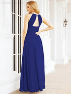 Numbersea Sleeveless Bridesmaid Dresses Long Prom Gown Zipper with Keyhole Back 28056