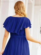 Bridesmaid Dresses with Flutter Sleeves Formal Evening Party Prom Gowns 28044