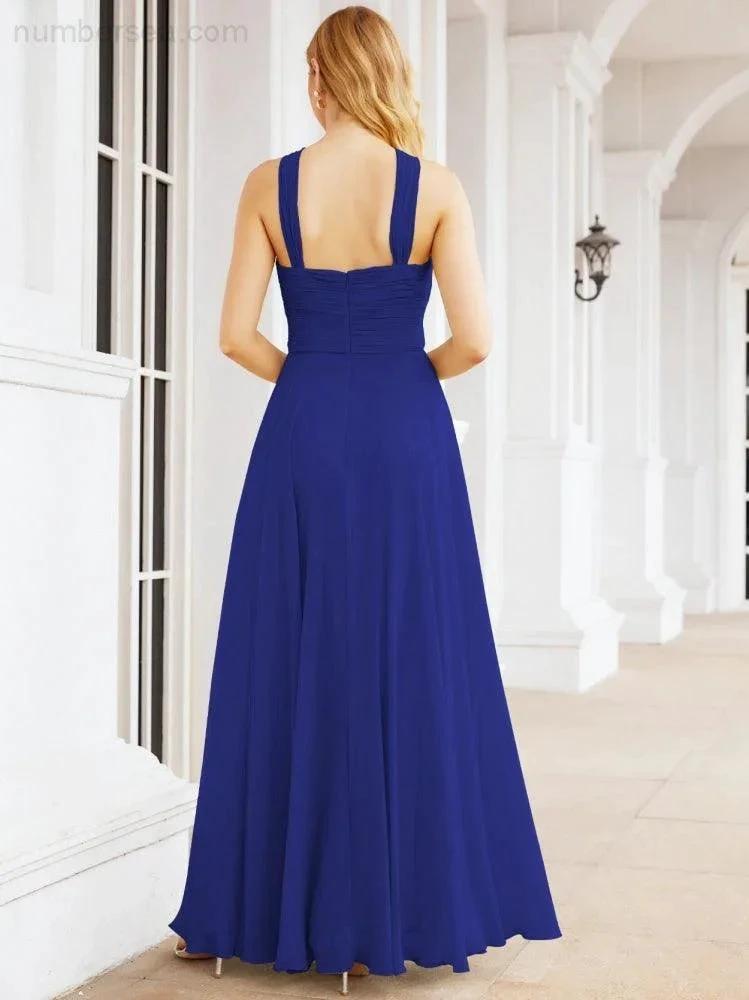 Numbersea Crisscross Halter Bridesmaid Dresses for Party Wedding Evening Prom Maxi Ball Gowns 28053