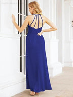 Numbersea Spaghetti Strap Bridesmaid Dresses V-Neck Long A-Line Formal Prom Gowns 28063