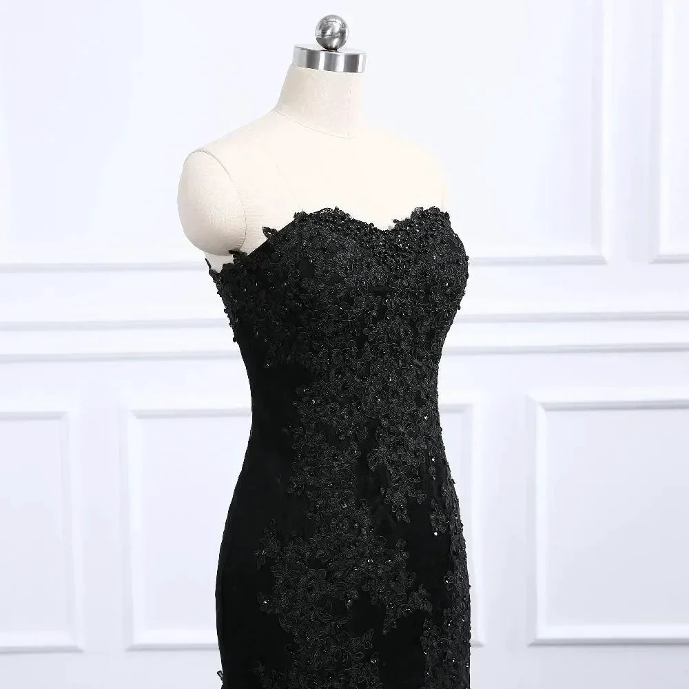 Sweetheart Neckline Black Mermaid Wedding Dress Y1776