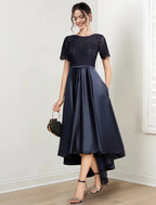 A-Line/Princess Jewel Neck Asymmetrical Mother of the Bride Dresses