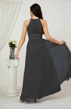 Numbersea Formal Party Gown Dress Chiffon Halter Long Sleeveless Bridesmaid Dresses 2802