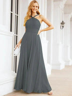 Numbersea Crisscross Halter Bridesmaid Dresses for Party Wedding Evening Prom Maxi Ball Gowns 28053
