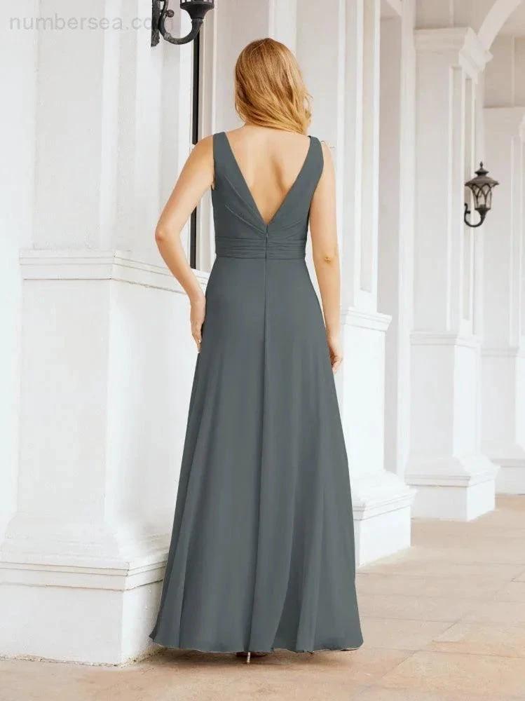 Numbersea Bridesmaid Dresses for Wedding Ruffles Long Formal Prom Gowns 28039