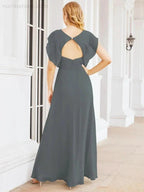 Sunnderly Bridesmaid Dresses Cape Formal Prom Dress Open Back Gowns for Mother of The Bride SY28058