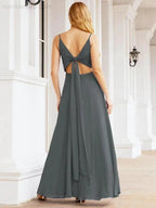Numbersea Spaghetti Strap Bridesmaid Dresses V Neck Butterfly Back Fromal Evening Party Prom Gown 28036