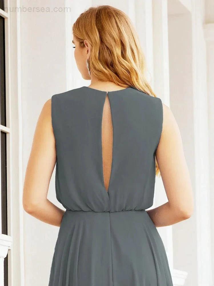 Numbersea Sleeveless Long Bridesmaid Dress A line Formal Evening Prom Gown 28025