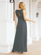 Formal Prom Gown Elegant V-Neck Sleeveless Bridesmaid Dresses for Wedding Party 28037