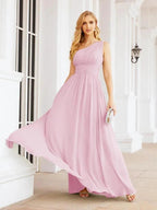 Numbersea One Shoulder Bridesmaid Dresses Long Maxi Formal Evening Party Prom Gowns 28061