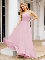 Numbersea Halter Chiffon Bridesmaid Dresses Wedding Appare Sleeveless Formal Prom Dress with Ruffled Back 28035